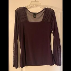 Sheer sleeves and neckline ladies top
